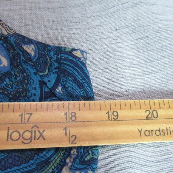 Norton McNaughton Dress Womens Size PL Blue Paisley Boho Side Slits Maxi Hipster - Picture 9 of 10